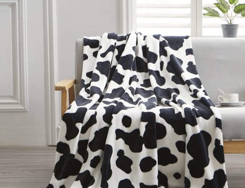 Screen Printing Ultra-Soft White Black Cow Print Throw Blanket for Winter